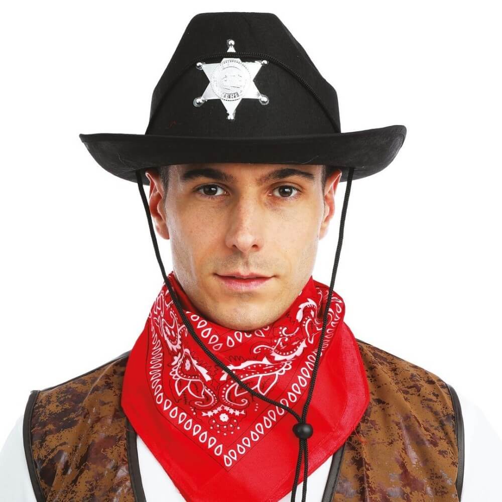 Chapeau feutre shérif noir adulte - 90652 - Chapeaux