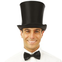 Chapeau haut de forme noir satiné 20 cm adulte pas cher | Fiesta Factory