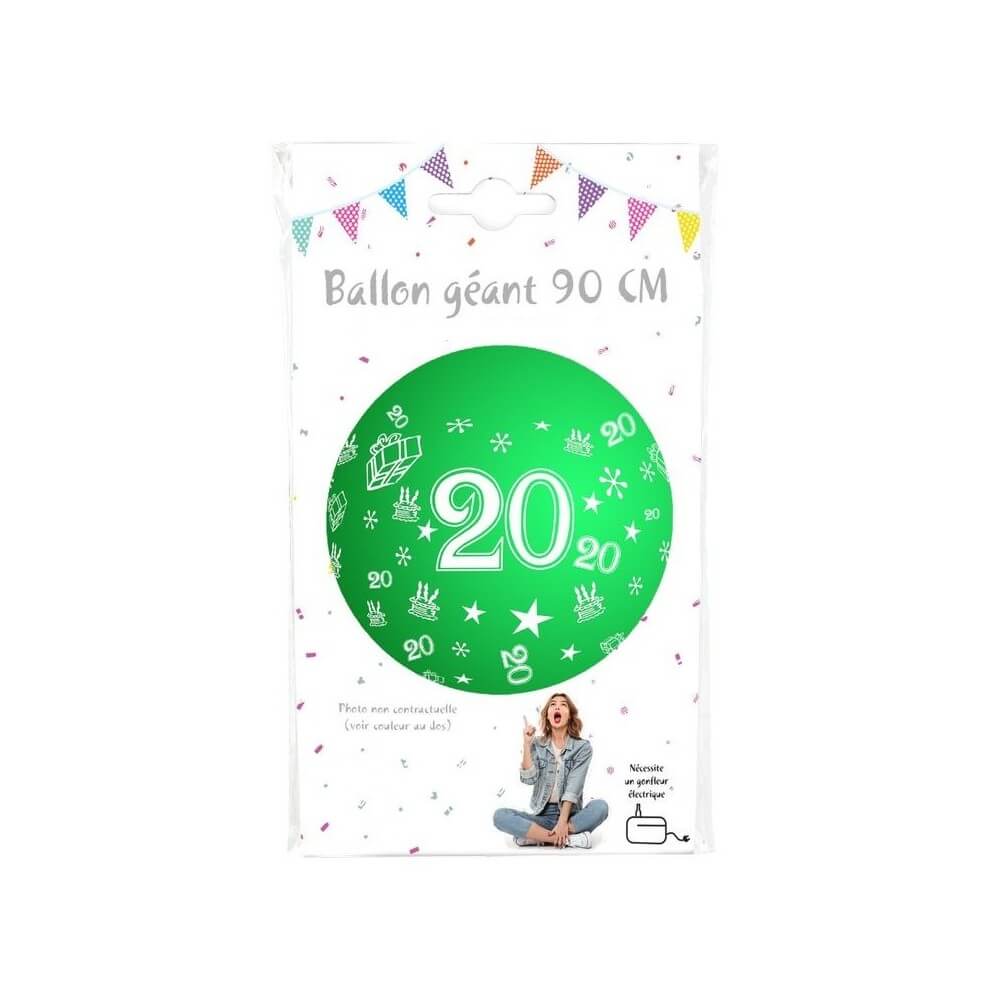 Ballon géant 90 cm Chiffre 20 – Coloris aléatoires - 36386 - Ballons Géants