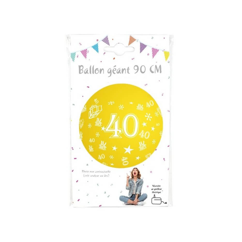 Ballon géant 90 cm Chiffre 40 – Coloris aléatoires - 36390 - Ballons Géants