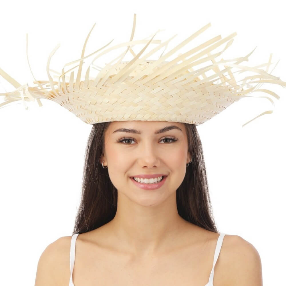 Chapeau paille hawaïen beige adulte - 95422 - Chapeaux