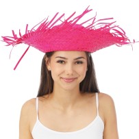 Chapeau paille hawaïen adulte couleur aléatoire pas cher | Fiesta Factory