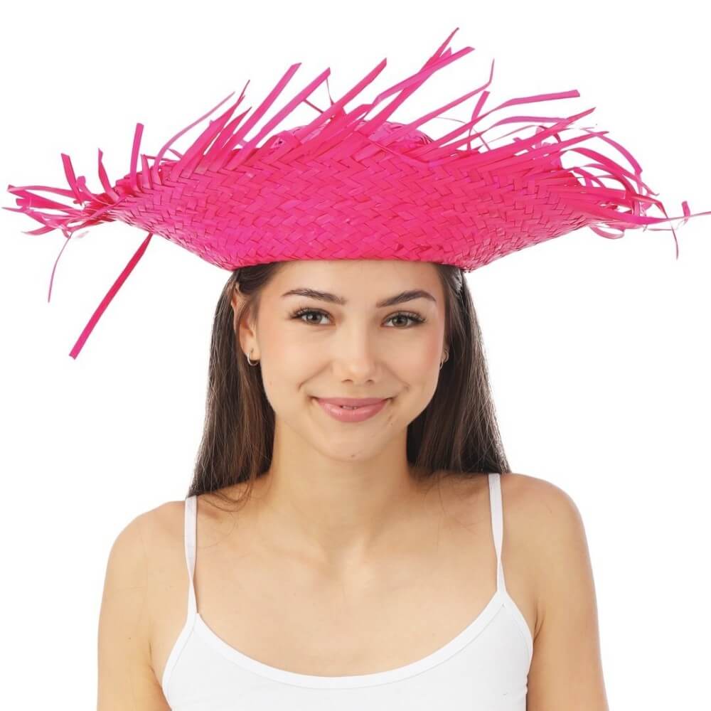 Chapeau paille hawaïen adulte – couleur aléatoire - 95423 - Chapeaux