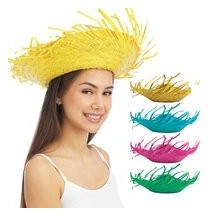 Chapeau paille hawaïen adulte – couleur aléatoire - 95423 - Chapeaux