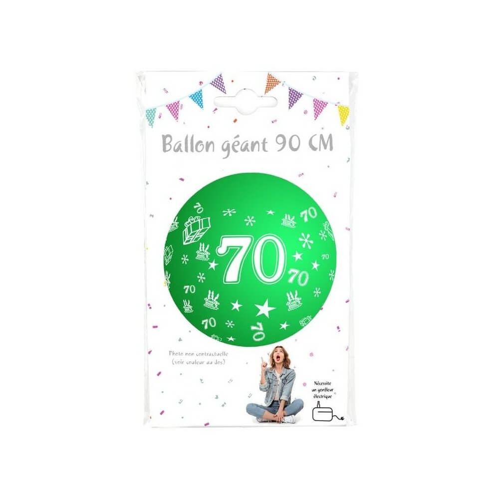 Ballon géant 90 cm Chiffre 70 – Coloris aléatoires - 36394 - Ballons Géants