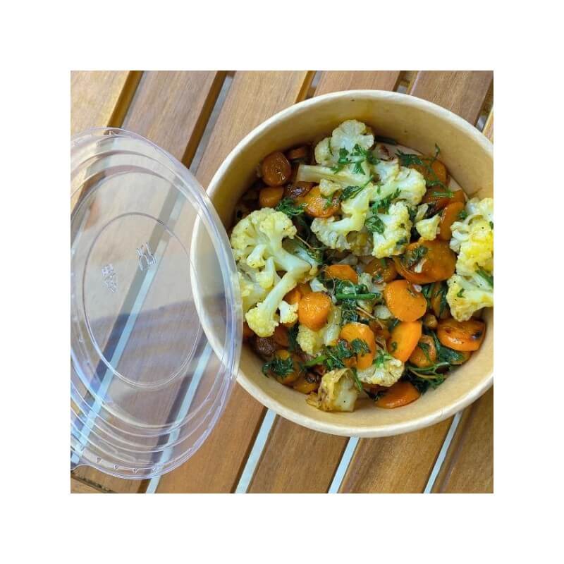 Bol en Carton Kraft 780 mL avec Couvercle PET Transparent – Paquet de 50 - 54B019 - Bols & contenants