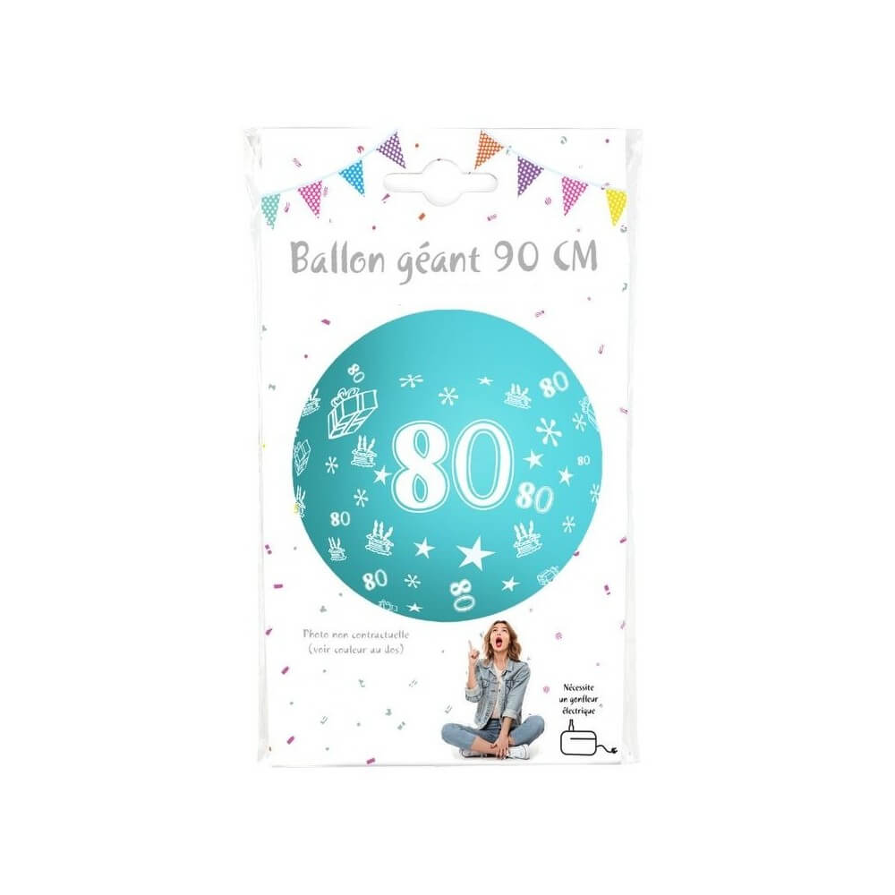 Ballon géant 90 cm Chiffre 80 – Coloris aléatoires - 36395 - Ballons Géants
