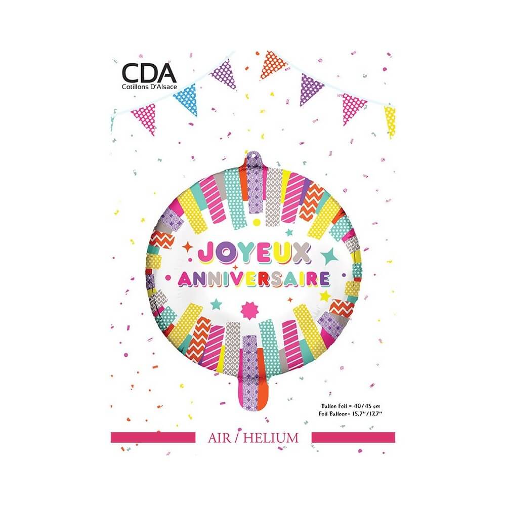 Ballon Foil 45 cm Joyeux Anniversaire - 36500-29 - Ballons aluminium