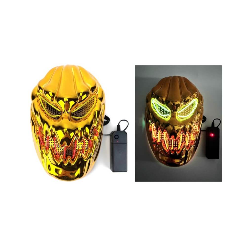Masque Gold Pumpkin LED Pas Cher | Fiesta Factory