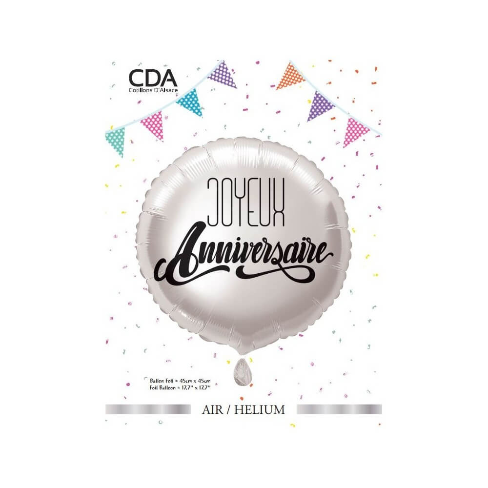 Ballon Foil 45 cm Joyeux Anniversaire AR - 36536 - Ballons aluminium