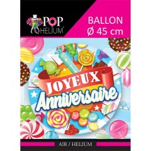Ballon Joyeux Anniversaire Bonbon Bleu 45 cm pas cher – Fiesta Factory à petit prix