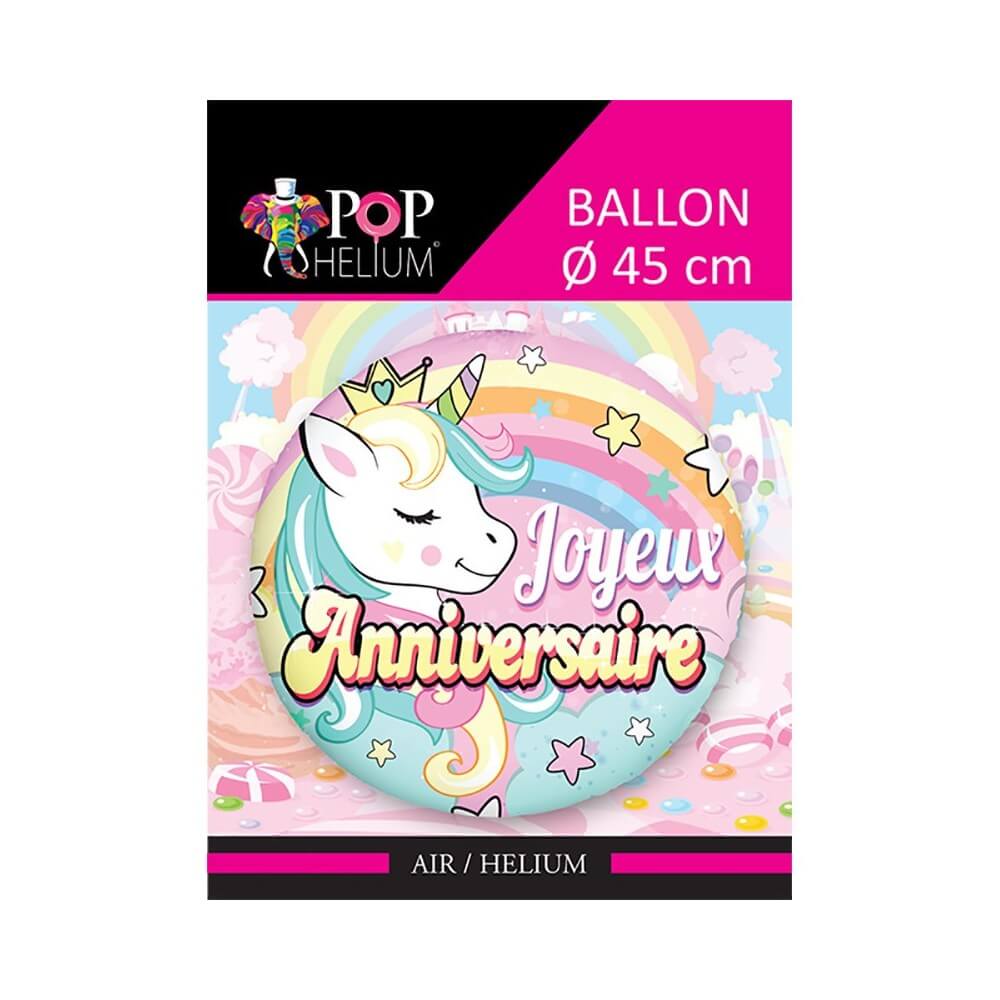 Ballon Foil 45 cm Joyeux Anniversaire Licorne - 36500-8 - Ballons aluminium
