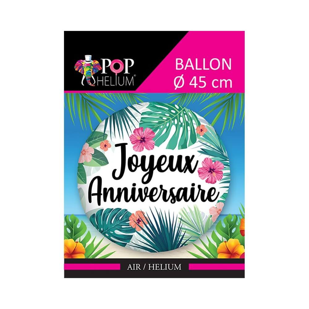 Ballon Foil 45 cm Joyeux Anniversaire Tropical - 36500-13 - Ballons aluminium