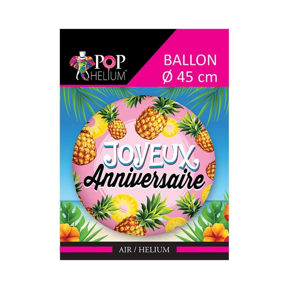 Ballon Foil 45 cm Joyeux Anniversaire Ananas - 36500-14 - Ballons aluminium