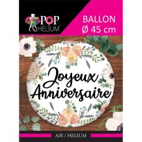 Ballon Joyeux Anniversaire Fleurs Romantiques 45 cm pas cher – Fiesta Factory à petit prix