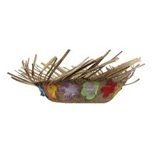 Chapeau Paille Hawaïen Adulte Beige avec Fleurs - 95424 - Chapeaux