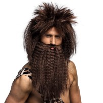 Perruque Caveman avec Barbe pas cher | Déguisement Préhistorique | Fiesta Factory