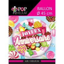 Ballon Joyeux Anniversaire Bonbon Rose 45 cm pas cher – Fiesta Factory à petit prix