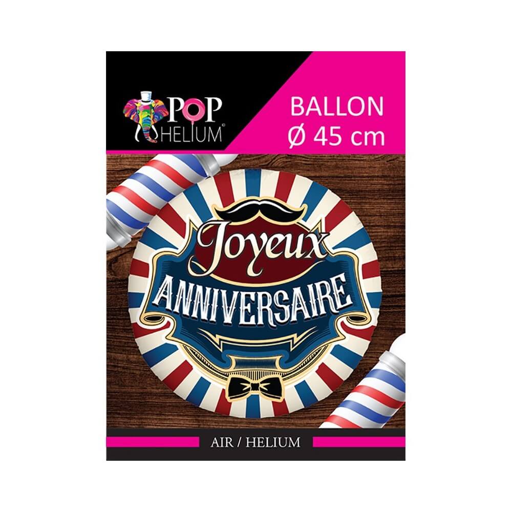 Ballon Foil 45 cm Joyeux Anniversaire Moustache - 36500-9 - Ballons aluminium