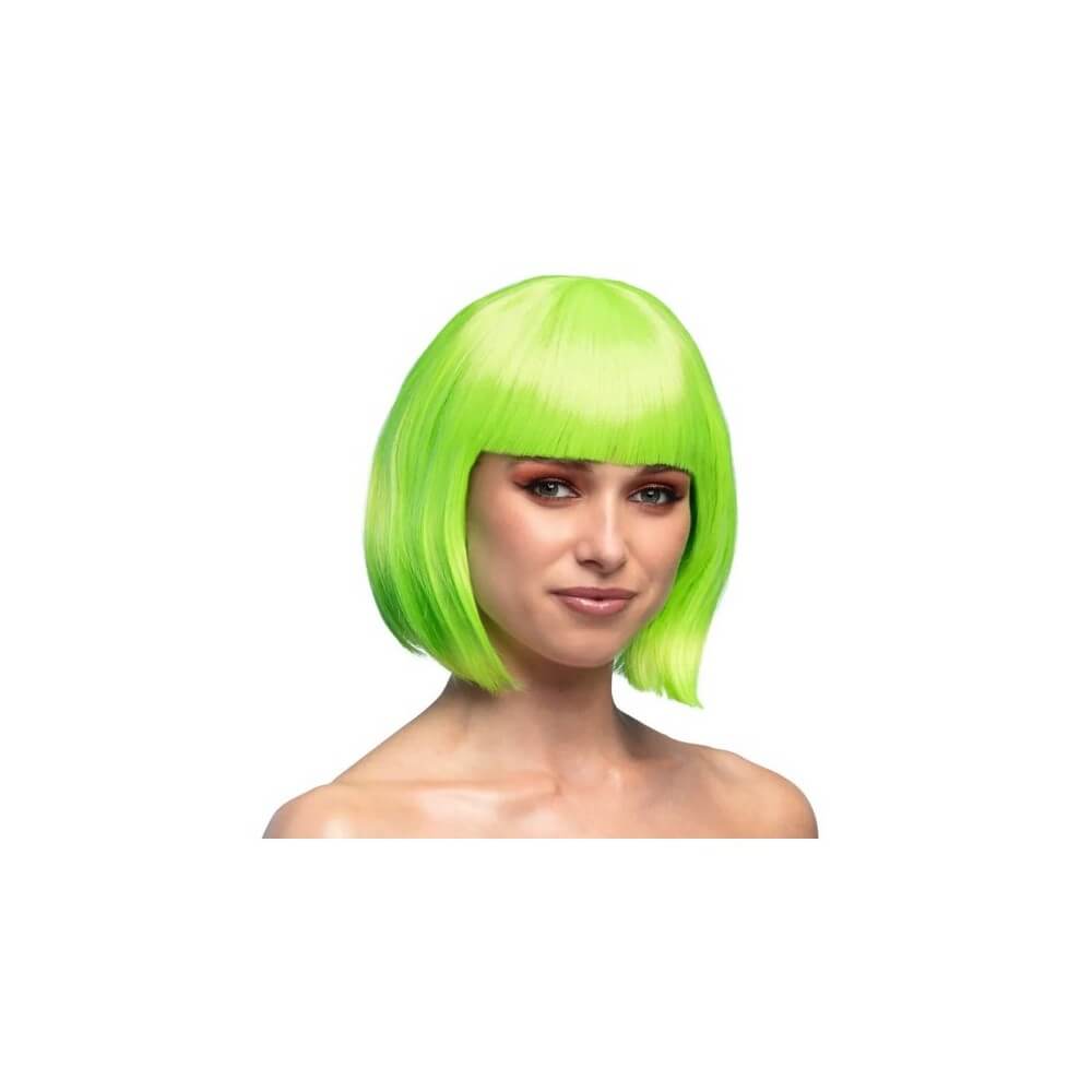 Perruque Cabaret Vert Citron pas cher | Perruque Glamour | Fiesta Factory
