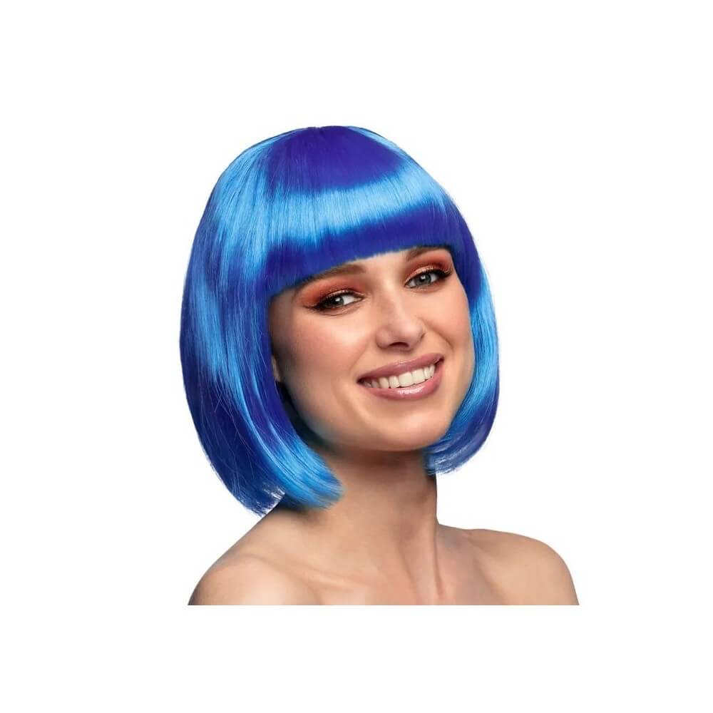 Perruque Cabaret Bleu Royal pas cher | Perruque Glamour | Fiesta Factory