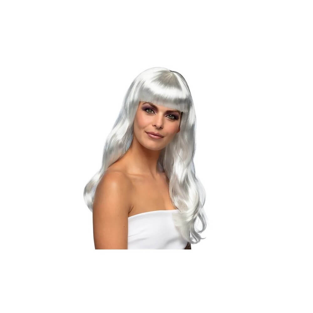 Perruque CHIC Blanche pas cher | Perruque Élégante | Fiesta Factory