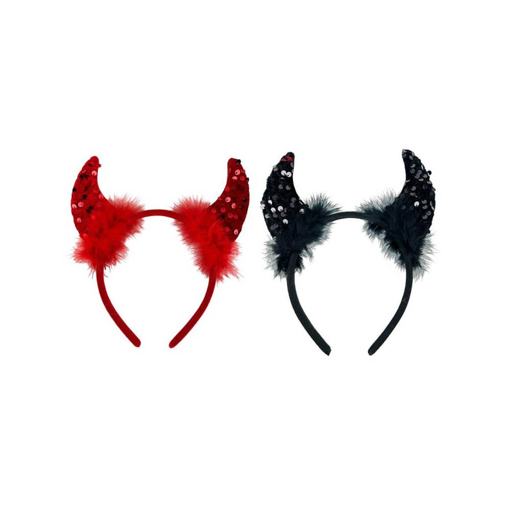 Tiare Diablo Sequins & Plumes – 2 Coloris Assortis (À l’Unité) - 27888 - Serre-tête