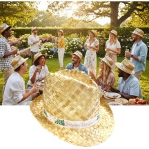 Chapeau Borsalino Paille Naturelle Journée Parfaite pas cher | Fiesta Factory