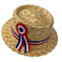 Chapeau Canotier Paille Naturelle FRANCE – Diam. 28 cm + Cocarde - 11904 - Chapeaux