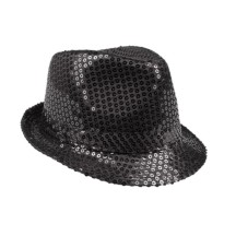 Chapeau Borsalino à Sequins Noir pas cher | Fiesta Factory