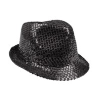 Chapeau Borsalino à Sequins Noir pas cher | Fiesta Factory