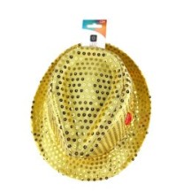 Chapeau Sequin Or Clignotant – 6 LED (3 Piles LR44 Fournies) - 02330GO - Chapeaux