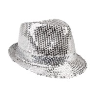 Chapeau Borsalino à Sequins Argent pas cher | Fiesta Factory