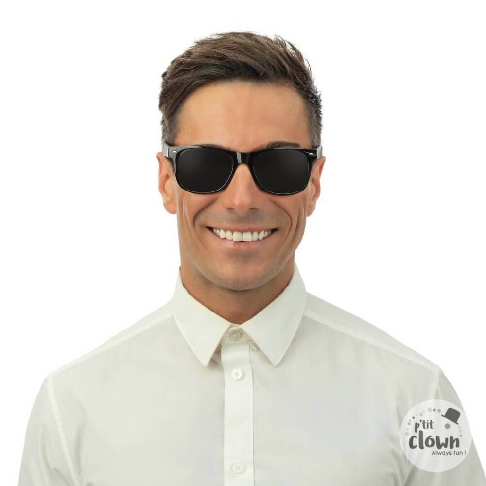 Lunettes Noires Style Blues Brothers pas cher | Fiesta Factory