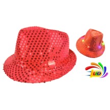 Chapeau Sequin Rouge Clignotant 6 LED avec Piles LR44 pas cher | Fiesta Factory
