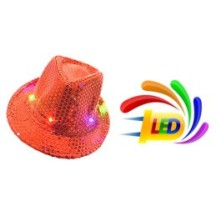 Chapeau Sequin Rouge Clignotant – 6 LED (3 Piles LR44 Fournies) - 02330RG - Chapeaux