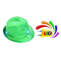 Chapeau Sequin Vert Clignotant – 6 LED (3 Piles LR44 Fournies) - 02330VO - Chapeaux