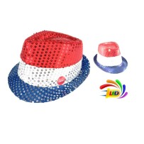 Chapeau Sequins LED Bleu Blanc Rouge Clignotant Pas Cher | Fiesta Factory