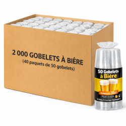 2000 Gobelets à bière plastiques transparents réutilisables 33 cl - 1422852000 - Gobelets