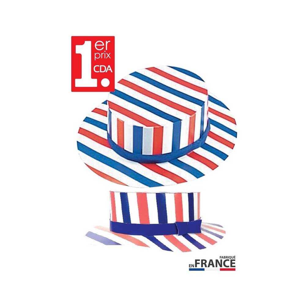 Canotier Bleu Blanc Rouge en Carton – Accessoire Festif - 00501 - Chapeaux