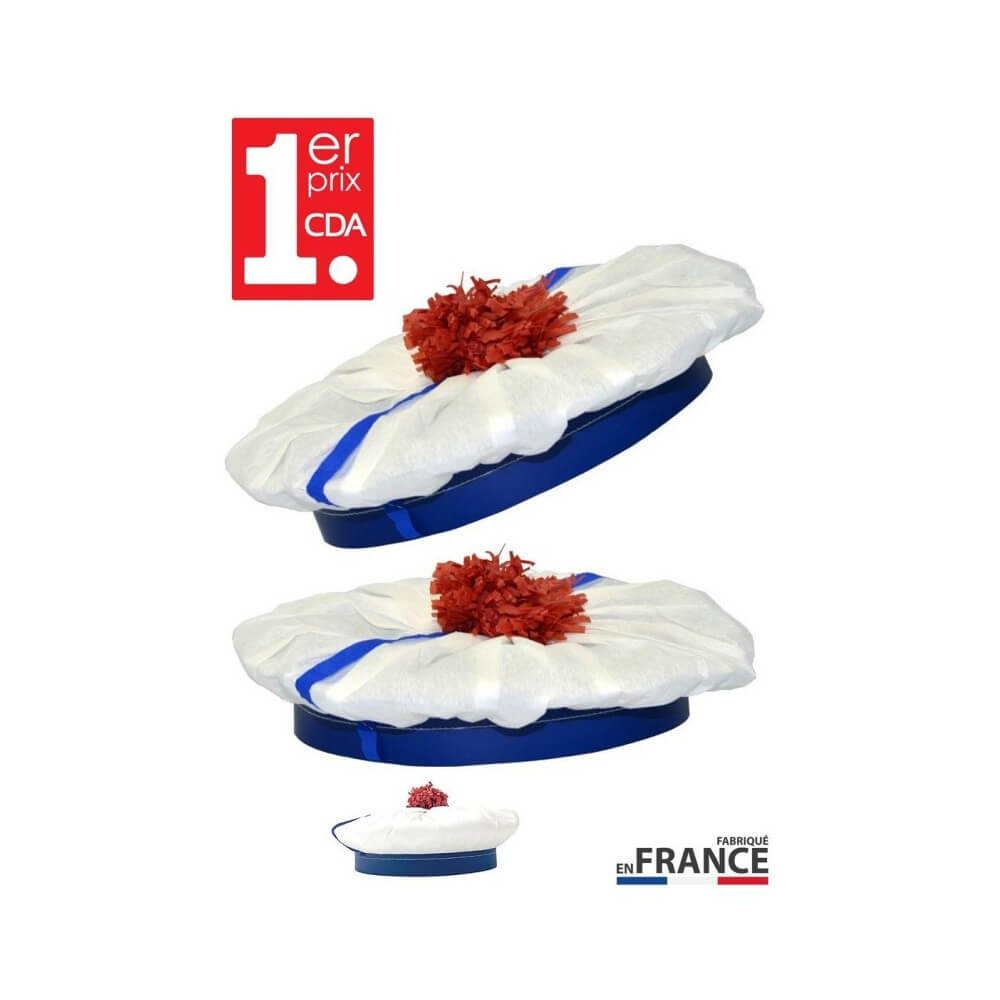 Béret Marin Blanc en Crêpon et Carton – Accessoire Festif - 00003 - Chapeaux