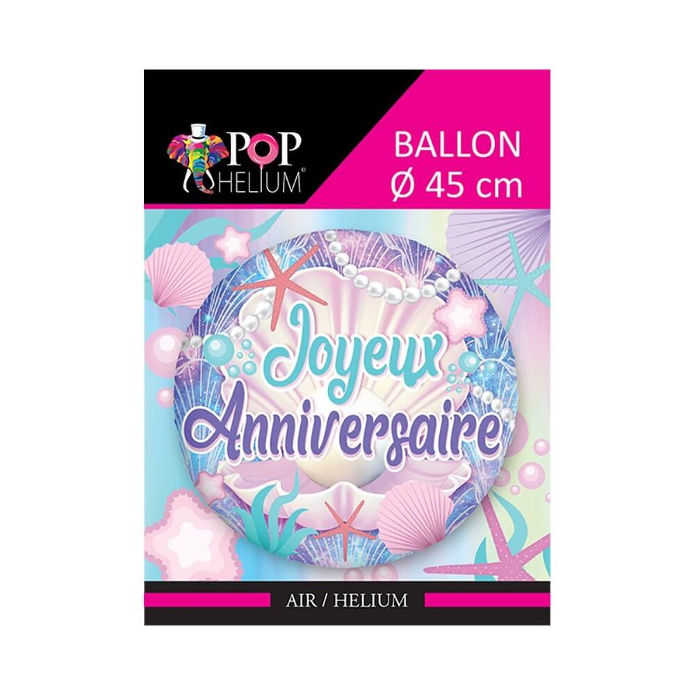 Ballon Foil 45 cm Joyeux Anniversaire Coquillages - 36500-5 - Ballons aluminium