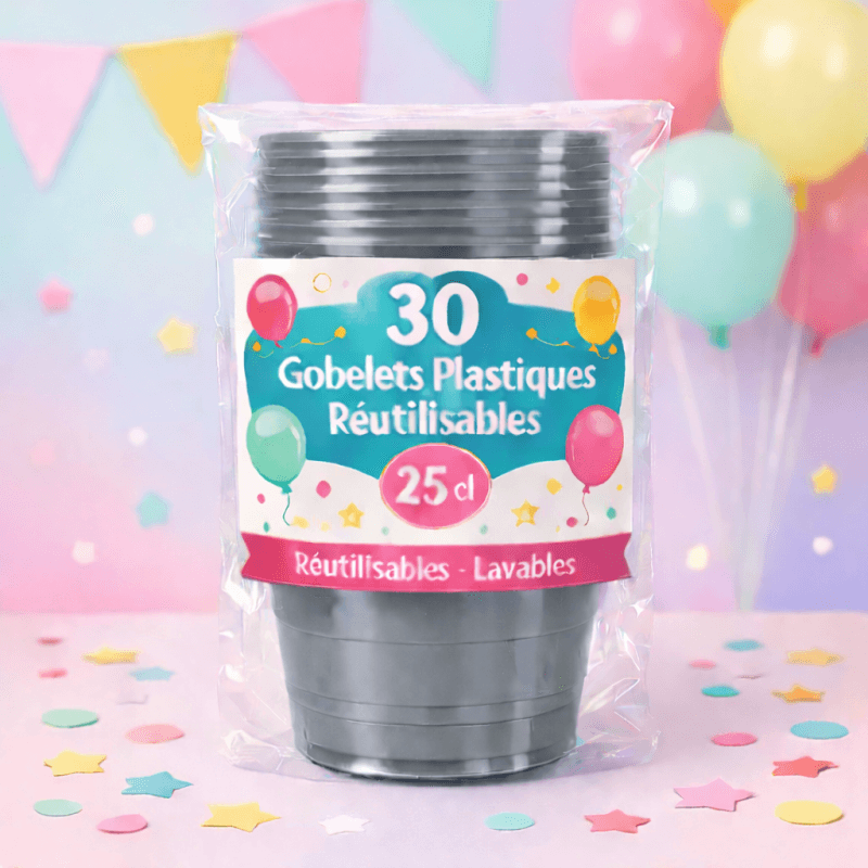 30 Gobelets acier 25 cl réutilisables - 142738 - Gobelets
