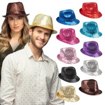 Chapeau Popstar Paillettes – 10 Couleurs Assorties (Prix Unitaire) - B01323 - Chapeaux