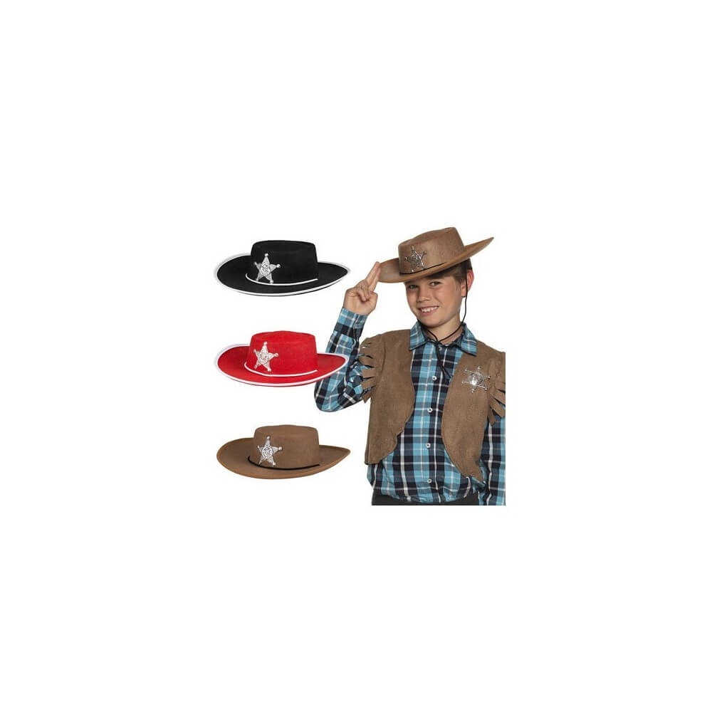 Chapeau Cowboy Junior – Couleurs Assorties (Prix Unitaire) - B04105 - Chapeaux