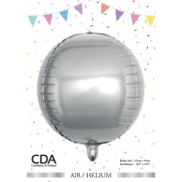 Ballon Sphère 3D Argent 45 cm Foil Pas Cher | Fiesta Factory