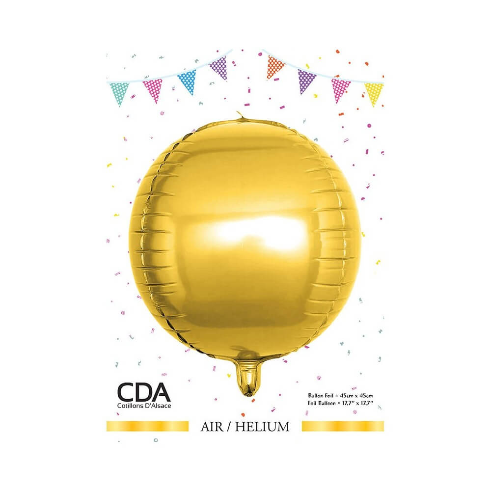 Ballon Foil Sphère 3D Or 45 cm - 36767 - Ballons aluminium