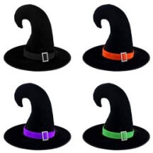 Chapeau Sorcière MITSY Adulte 44x34 cm 4 Coloris Assortis Pas Cher | Fiesta Factory