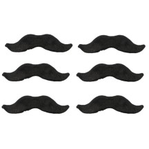 6 Moustaches Movember Fausse Fourrure Noir 11 cm Pas Cher | Fiesta Factory