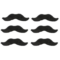 6 Moustaches Movember Fausse Fourrure Noir 11 cm Pas Cher | Fiesta Factory